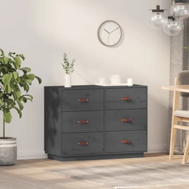 VIDAXL Sideboard Grey 100x40x75cm Solid Wood Pine Vidaxl 8720287205371