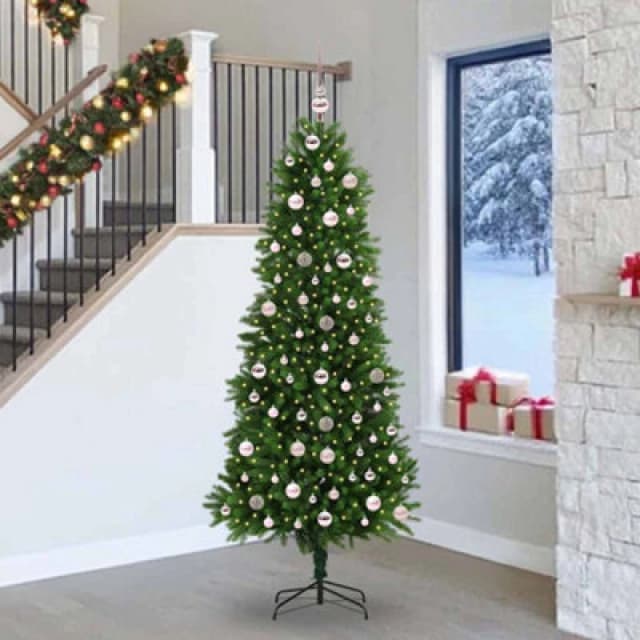 vidaXL Christmas Tree with 300 LEDs, Pink Balls with Stand Green 240cm PE, Green 3396351