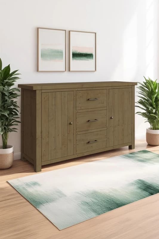 FWStyle FWStyle Solid Pine 2 Door 3 Drawer Large Sideboard in Brown Brown One Size Unisex 5056413124630