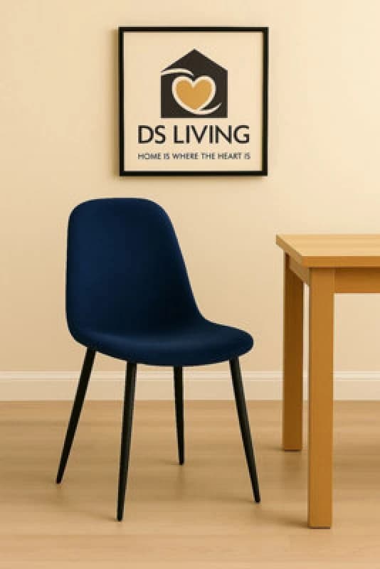 Ds Living Luxe Dining Chair 4Pc Medieval Blue Black Powder Legs