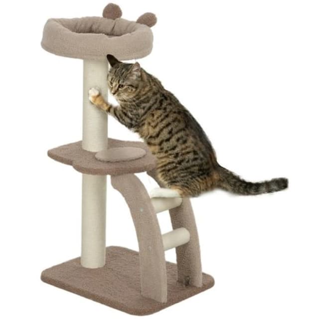 PawHut 88cm Cat Tee for Indoor Cats, Cat Tower w/ Scratching Post, Brown, Brown D30-821V00CF
