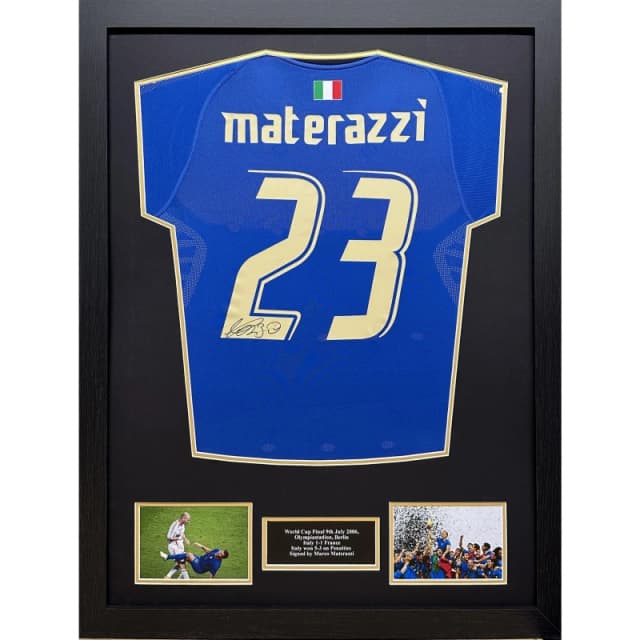 AllStarSignings Ltd Marco Materazzi signed Italy shirt Blue unisex One Size