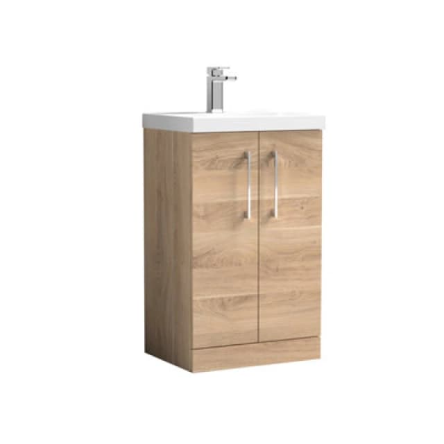 NUIE Nuie - Arno Floor Standing 2-Door Vanity Unit with Basin-3 500mm Wide - Bleached Oak ARN3001D