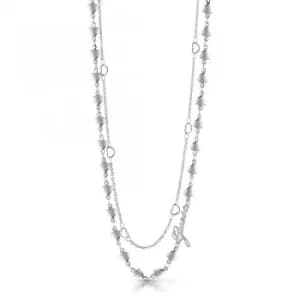 GUESS rhodium plated 16-18" double-chain multi-heart necklace.