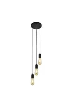 Squiggle 3 Light Cluster Pendant Matt Black E27
