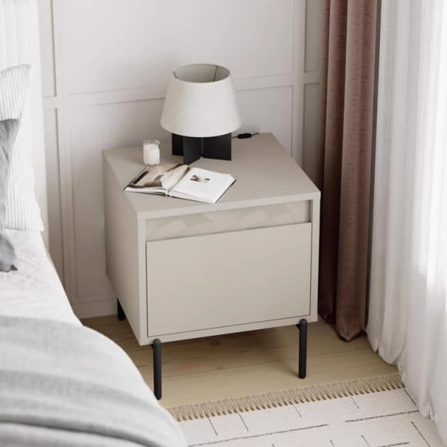 FWStyle FWStyle 1 Drawer Bedside Chest Nightstand Handleless - Sandstone in Beige Beige One Size Unisex 5056413131522