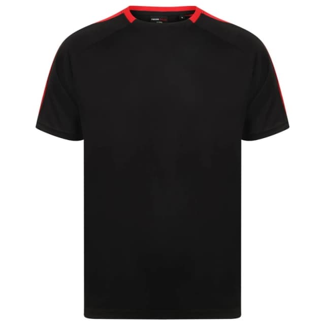 Finden & Hales Mens Plain Colour Block Black T-Shirt Size: XL Black Male XL