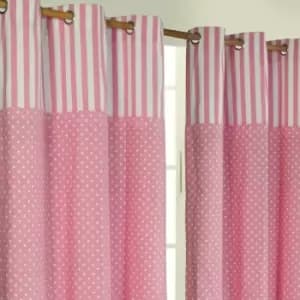 Homescapes - homecapes Polka Dots Pink Ready Made Eyelet Curtain Pair, 137 x 182cm Drop - Pink
