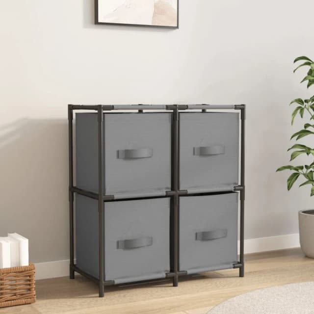 VIDAXL Storage Cabinet with 4 Fabric Baskets Grey 63x30x71cm Steel Vidaxl 8720286640760