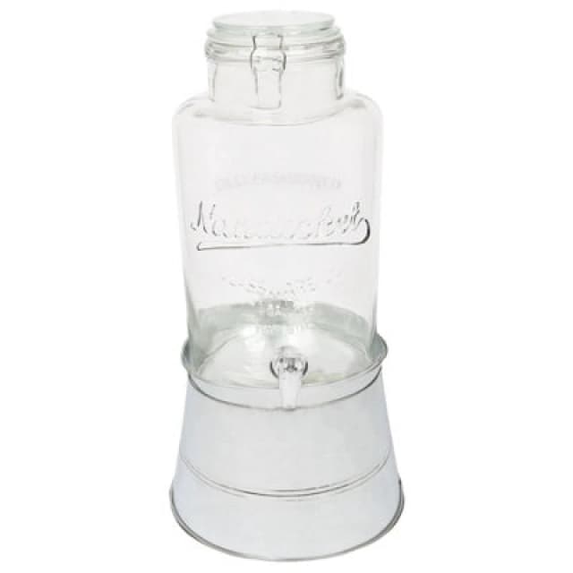 Rink Drink Glass Drinks Dispenser With Tap & Silver Bucket Stand - 8.7L