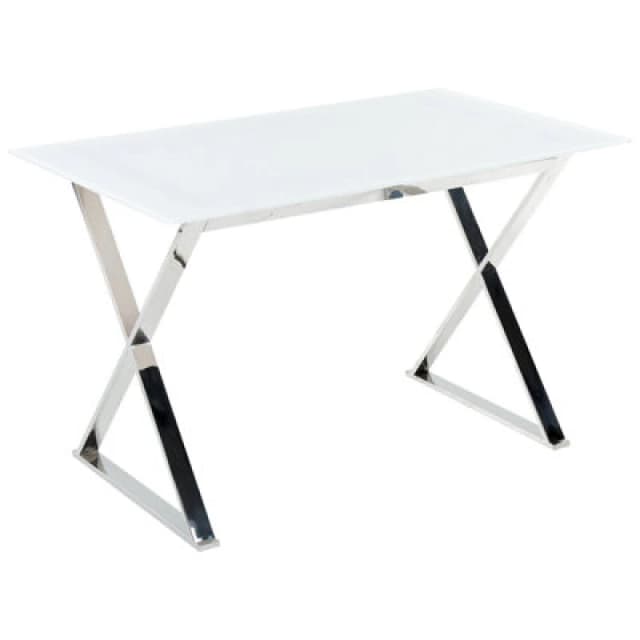 Beliani Dining Table Attica White 120 Cm 70 Cm Tempered Glass