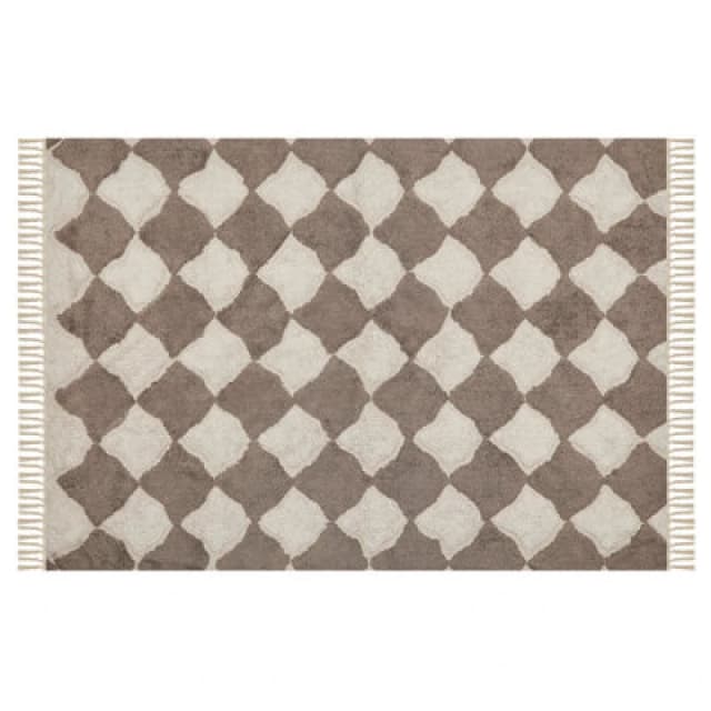 Beliani Rug Sinop Beige 140 X 200 Cm Cotton