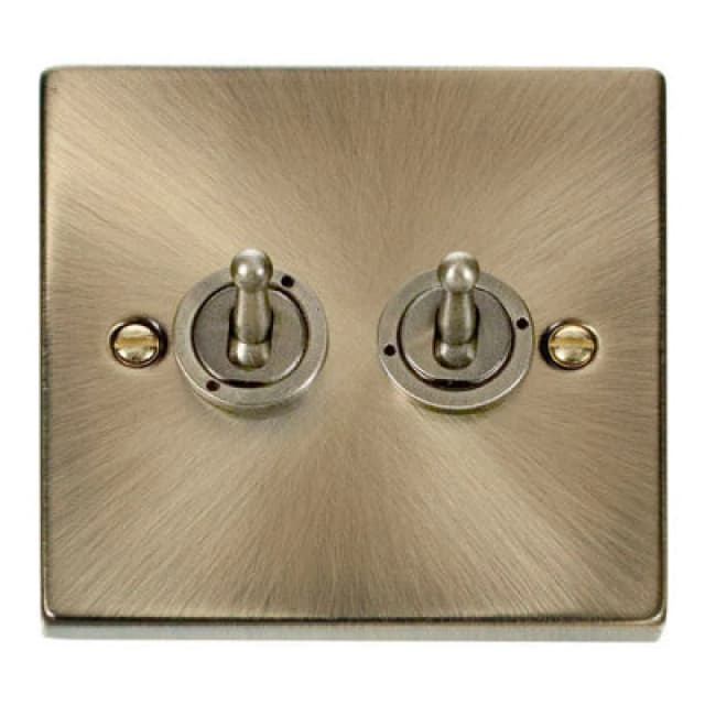 SE Home Antique Brass 2 Gang 2 Way 10AX Toggle Light Switch Gold unisex