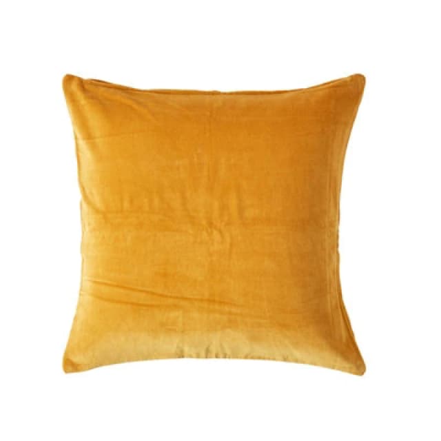 Homescapes Mustard Velvet Cushion Cover, 40 X 40 Cm