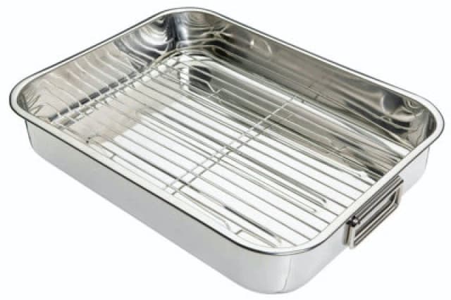 Kitchencraft Stainless Steel Roasting Pan with Rack 43x31x7cm Silver