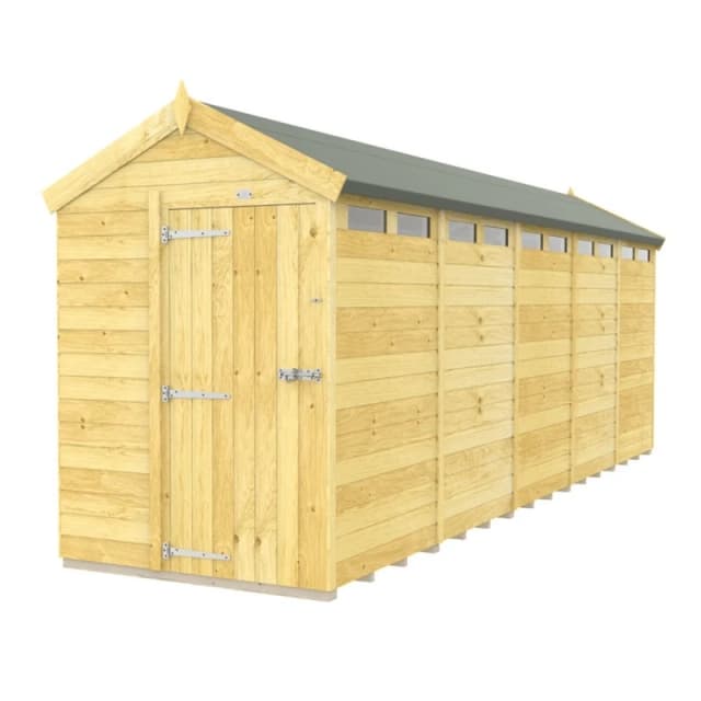 Buttercup Farm 5 x 20 Feet Apex Security Shed - Single Door - L592 x W147 x H217cm in Brown Brown Unisex