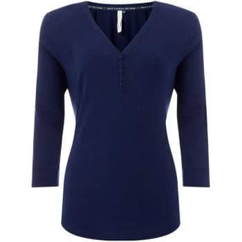 Maison De Nimes Rib Henley ls top - Navy