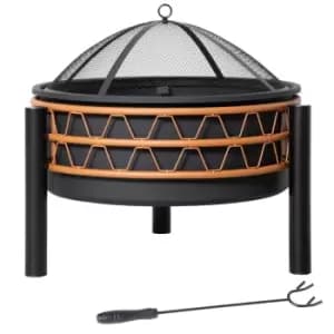 Outsunny Outdoor Round Metal Fire Pit (64 x 64 x 58cm) - Black