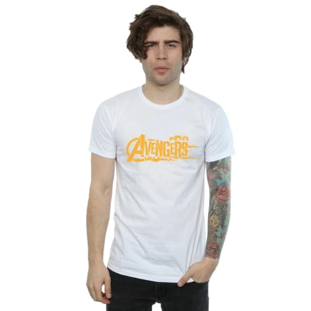 Marvel Marvel Men Avengers Infinity War Orange Logo T-Shirt in White Size: Small White S Male 5057736711637