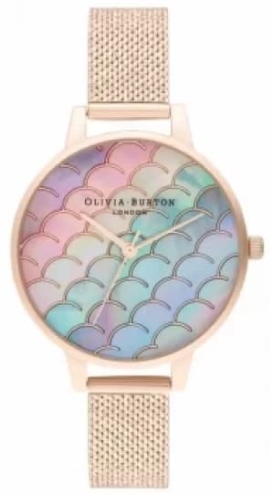 Olivia Burton Mermaid Tail Demi Dial Rose Gold Boucle Mesh Watch