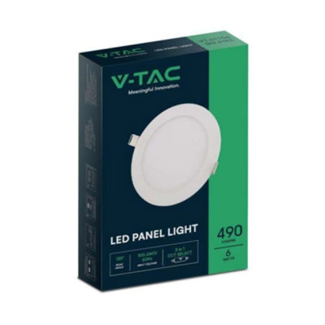 V-Tac Vt-61106 6W LED Mini Panel Colour Code: 3 In 1, Round, Cct