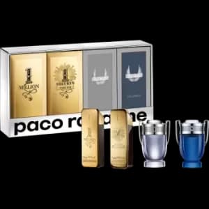 Paco Rabanne Miniature Gift Set 5ml Invictus Eau de Toilette + 5ml Invictus Legend Eau de Parfum + 5ml 1 Million Eau de Toilette + 5ml 1 Million Parfu