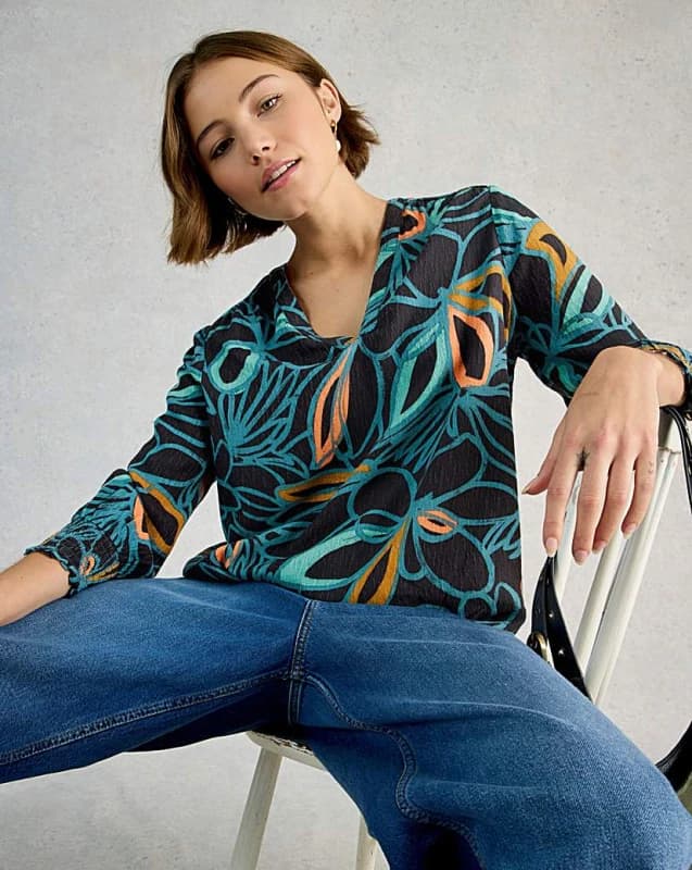 White Stuff White Stuff Elisa Top Black Multi - White Stuff - Size: 12 Black Multi Female 12 ZD44102