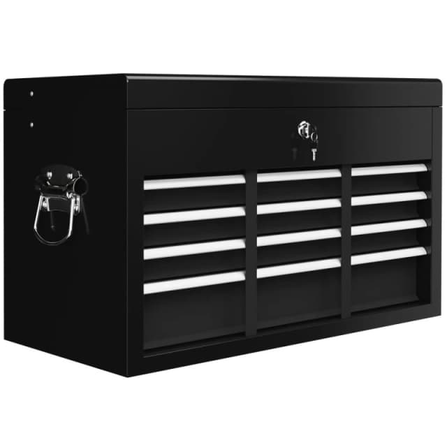 HOMCOM HOMCOM 6 Drawer Tool Chest, Lockable Metal Tool Box with Top Case, Ball Bearing Runners, Portable Toolbox, 600mm x 260mm x 340mm Black 50567255
