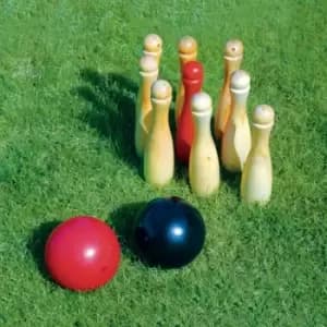 Indoor and Outdoor Garden Game Wooden Skittles - 11 Piece Set
