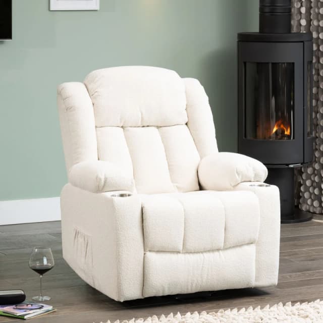 Artemis Home Redding Dual Motor Electric Lift Assist Recliner Chair with Massage & Heat in Cream Cream Unisex