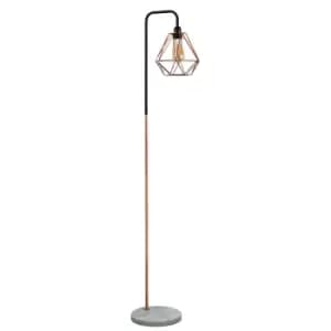 Talisman Black and Copper Floor Lamp With White Marble Base and Coppe