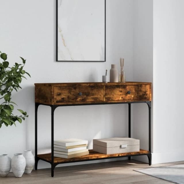 Vidaxl Console Table Smoked Oak 100X34.5X75cm Engineered Wood, Brown 833395