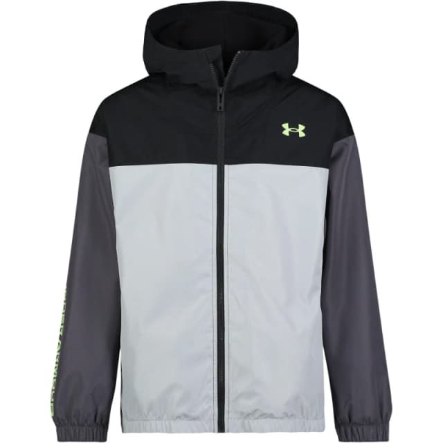 Under Armour Kids Rain Hooded Long Sleeve Rain Anorak Black/Rock male 2 - 3 Years