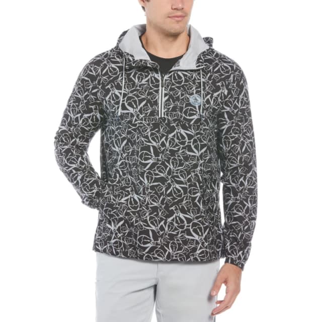 Original Penguin Golf Mens Performance Weather-Resistant Full-Zip Golf Jacket Caviar male Small