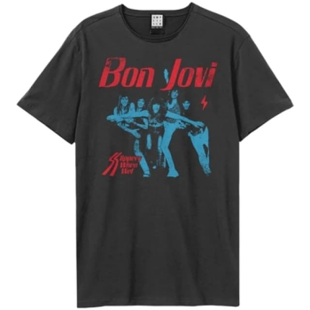 Amplified Amplified Men Slippery When Wet Bon Jovi T-Shirt in Charcoal Size: X-Small Charcoal XS Male 5063652177761