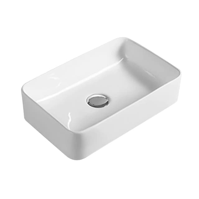 Balterley Rectangular Compact Ceramic Countertop Vessel without Overflow 365mm White