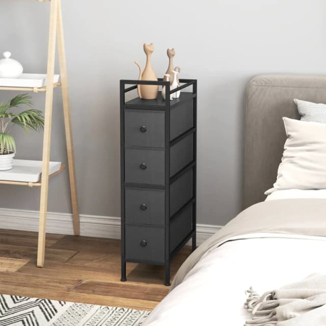 HOMCOM Narrow 4 Drawer Dresser with Steel Frame, Chest of Drawers, Black Unisex