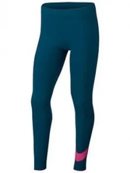 Nike Sportswear Older Girls Swoosh Leggings - Turquoise