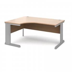 Vivo Left Hand Ergonomic Desk 1600mm - Silver Frame Beech Top