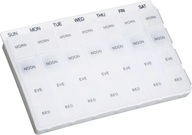 AIDAPT Weekly 7 Day Multi Pill Dispenser Case Organiser with 4 Compartments ELV-820696