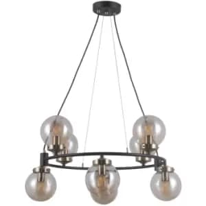 Netlighting Galvez Industrial, Retro 8 Light Globe Pendant Ceiling Light, E14