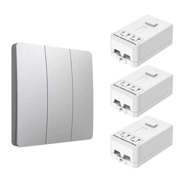 ENER-J 3 Gang Wireless Kinetic Switch & 3 Receivers 500W Silver Silver Unisex