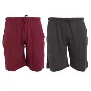 Tom Franks Jersey Lounge Shorts (2 Pack) (MEDIUM) (Wine/Dark Grey Marl)