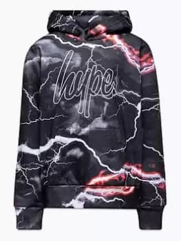 Hype Boys Black Smokey Storm Outline Script Hood, Black, Size 11-12 Years