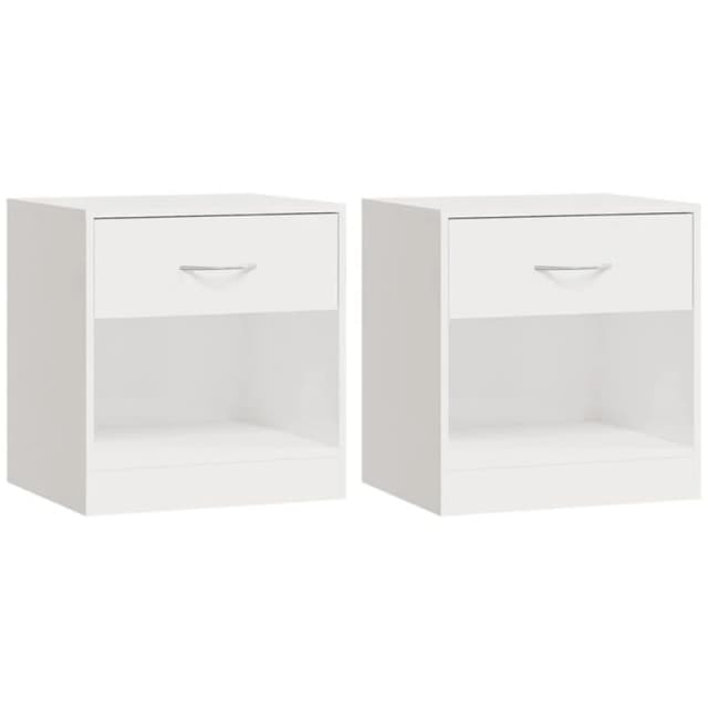Vidaxl Bedside Cabinets 2 Pcs With Drawer High Gloss White 342585