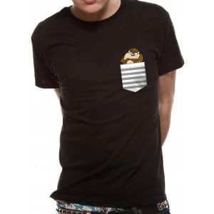 Looney Tunes - Unisex Small Taz Pocket T-Shirt (Black)