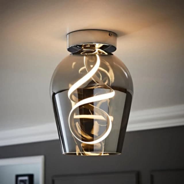 ValueLights ValueLights Helix Smoked Glass Integrated LED Ceiling Light in Mid Grey Mid Grey One Size Unisex 5016529274469