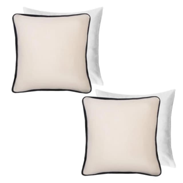 OHS OHS 2 Pack Matte Velvet Piped Filled Cushion Covers Home Decor Set in Cream Size: 45cm x 45cm Cream 45cm x 45cm Unisex 5027434217892