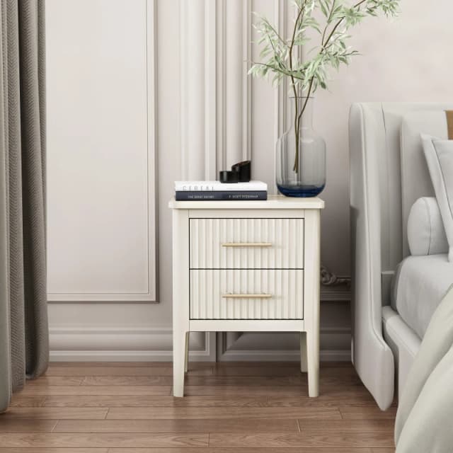 Cabinet Bits Palau 2 Drawer Bedside Table in White White Unisex