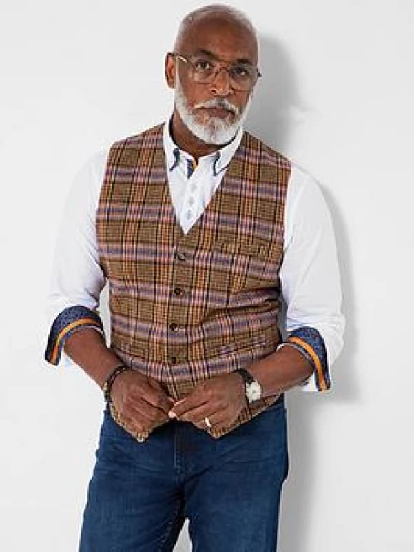 Joe Browns Joe Browns Men Tailored Check Front Waistcoat Size: 38R Multi 38R Male 5059953310242